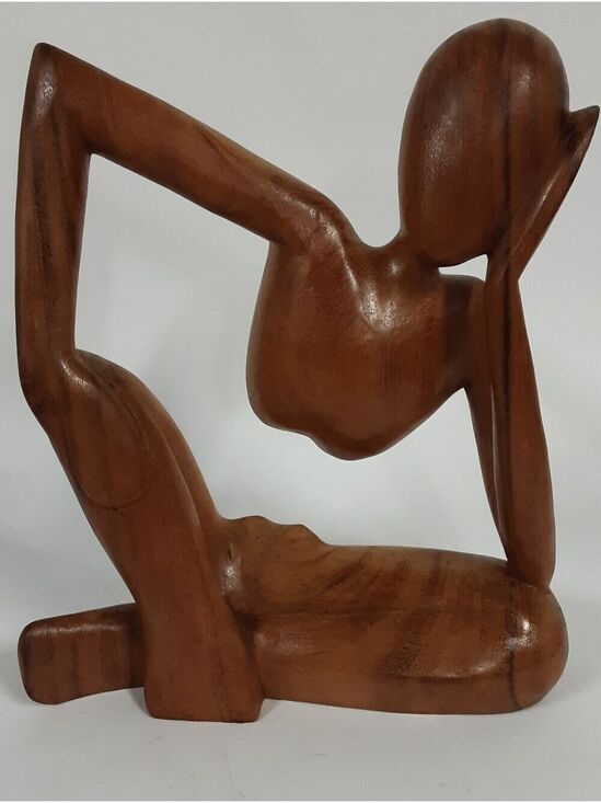 G6 Collection Other - G6 Collection Large Hand-Carved Suar Wood Thinking Man
